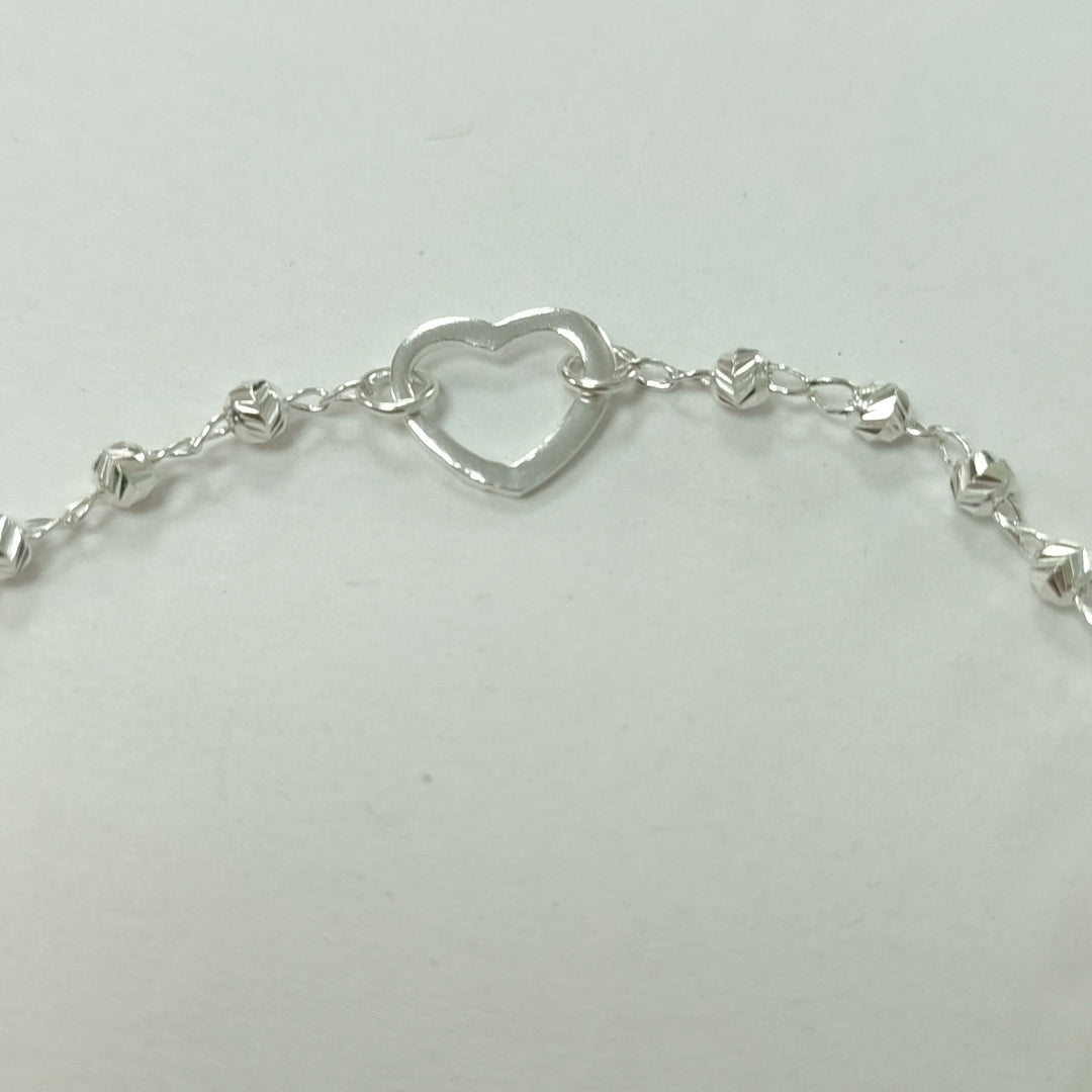 PULSERA TEJIDO CORAZON PLATA .925 18 CM 2 GR (NUEVO)