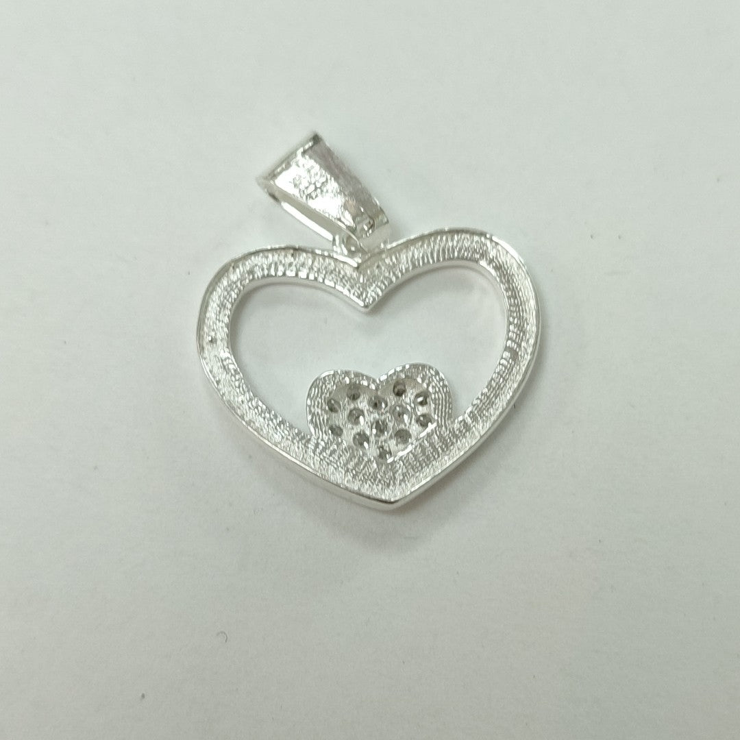 DIJE CORAZON C/CIRCONIAS PLATA .925 2.6 GR (NUEVO)