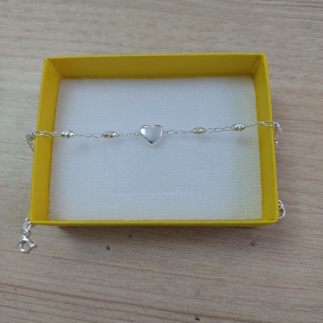 PULSERA TEJIDO CORAZON PLATA .925 18 CM 3.3 GR (NUEVO)