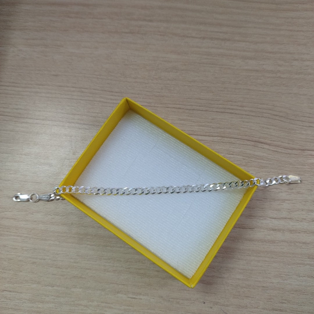 PULSERA TEJIDO BARBADA PLATA .925 21 CM 4.5 GR (NUEVO)