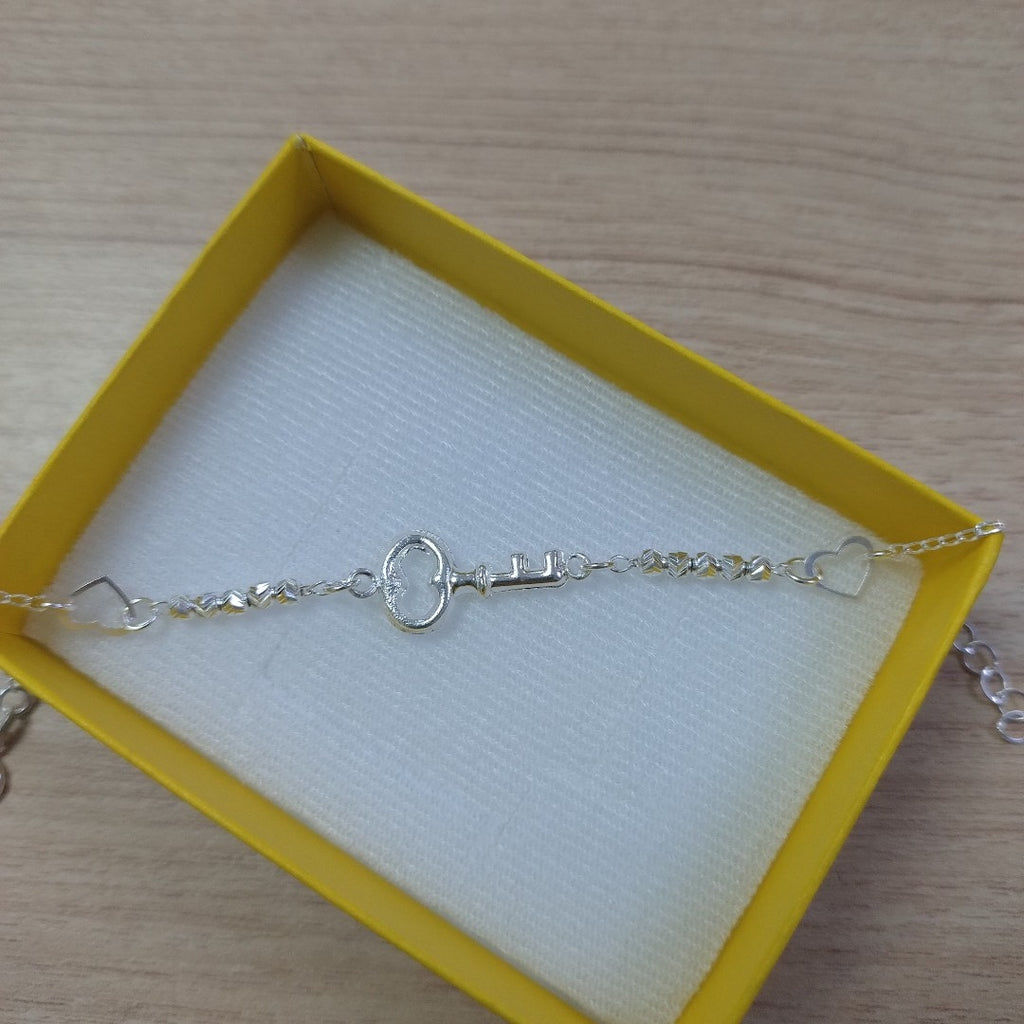 PULSERA TEJIDO LLAVE PLATA .925 18 CM 2.3 GR (NUEVO)
