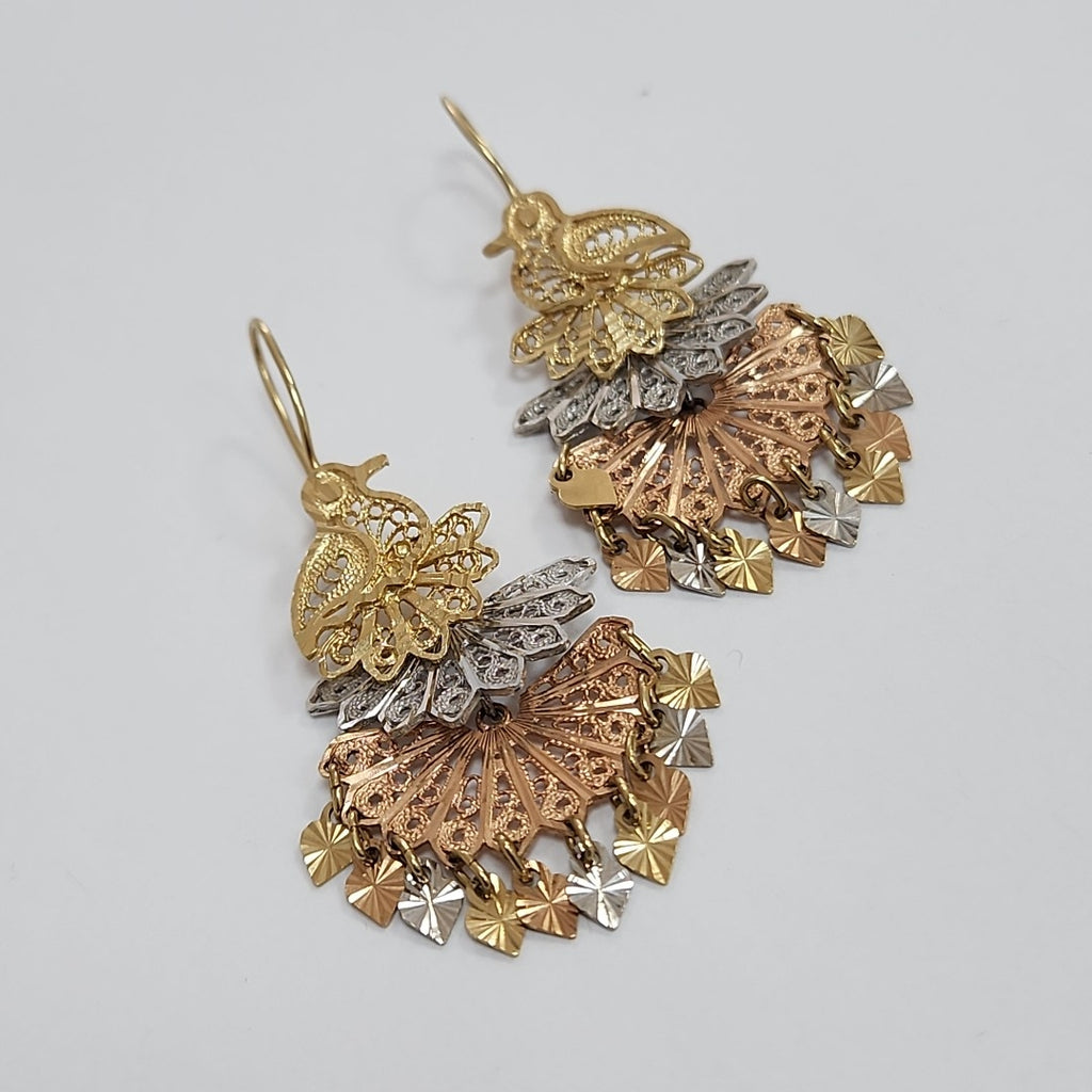ARETES PAR ORO, ORO BLANCO, ORO COMBINADO 14 K 8.5 GRMS (SEMINUEVO)