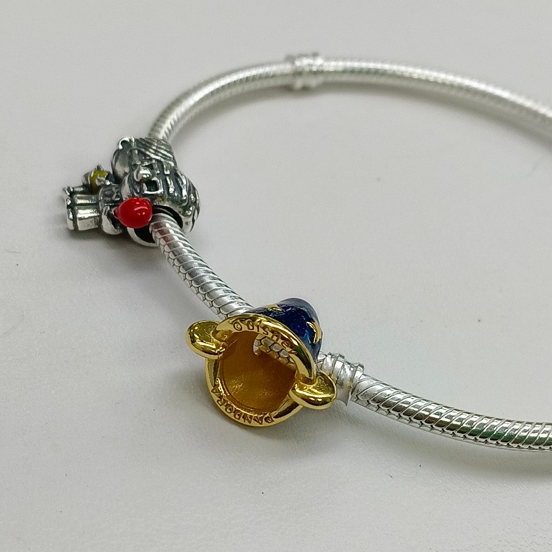 PULSERA TEJIDO ARTICULADA CON CHARMS PLATA .925 18 CM 21 GR (NUEVO)