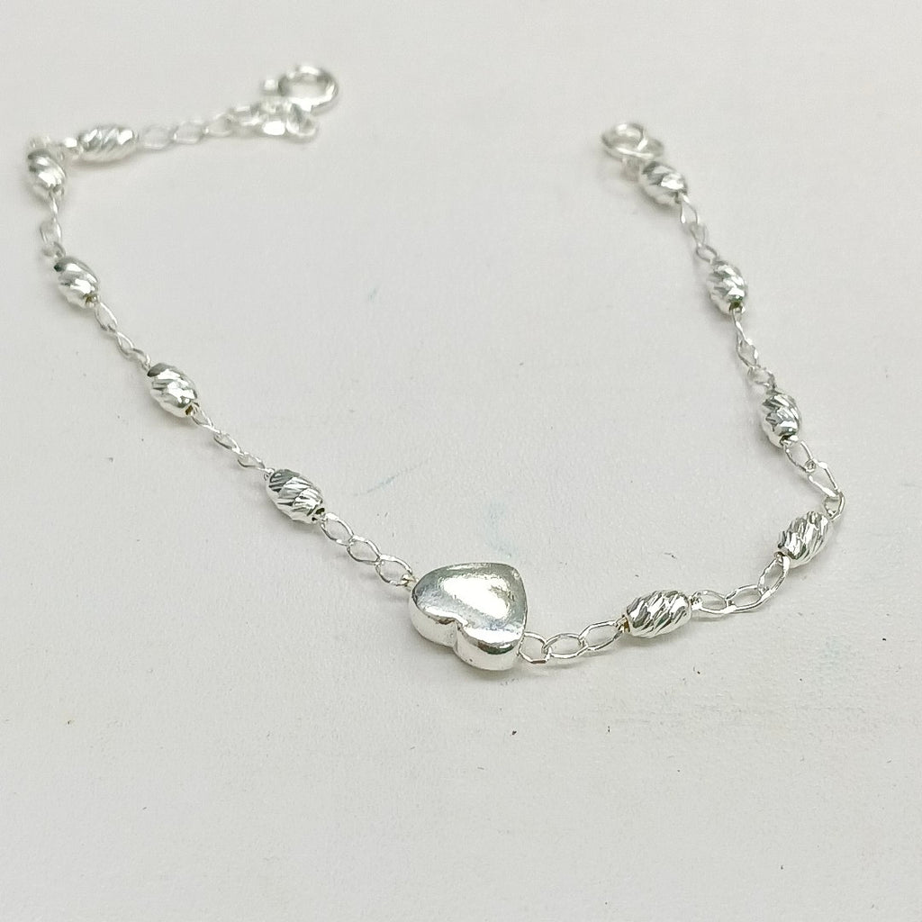 PULSERA TEJIDO CORAZON PLATA .925 18 CM 3.3 GR (NUEVO)