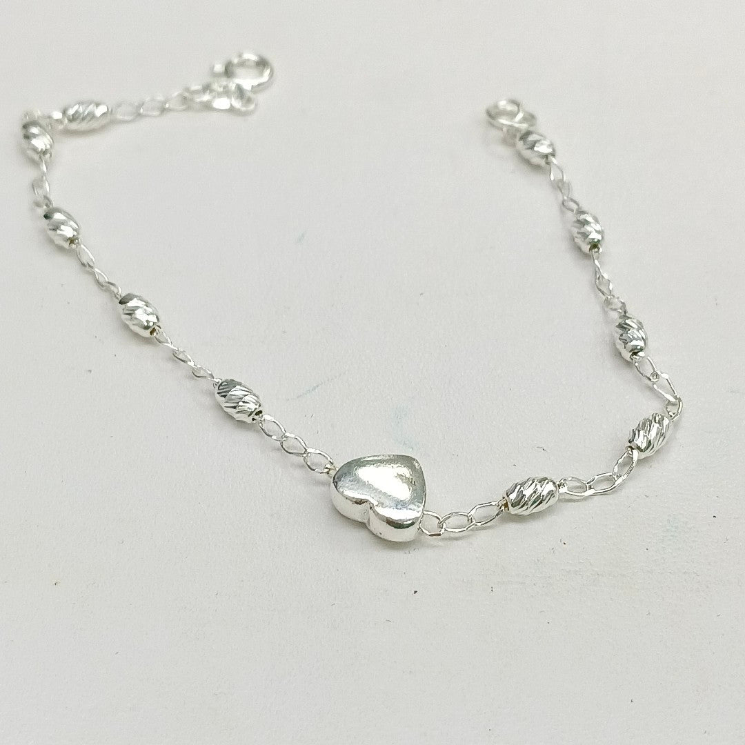 PULSERA TEJIDO CORAZON PLATA .925 18 CM 3.3 GR (NUEVO)
