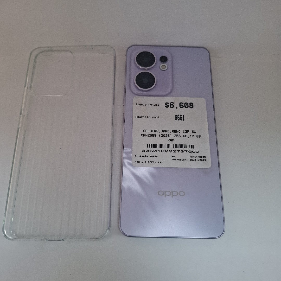 CELULAR OPPO  RENO 13F 5G CPH2699 (2025) 256 GB 12 GB RAM (SEMINUEVO)