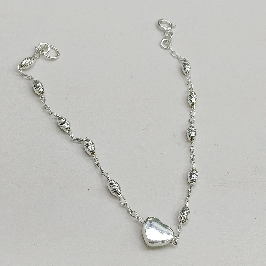PULSERA TEJIDO CORAZON PLATA .925 18 CM 3.4 GR (NUEVO)
