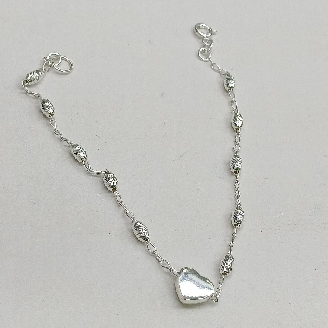 PULSERA TEJIDO CORAZON PLATA .925 18 CM 3.4 GR (NUEVO)