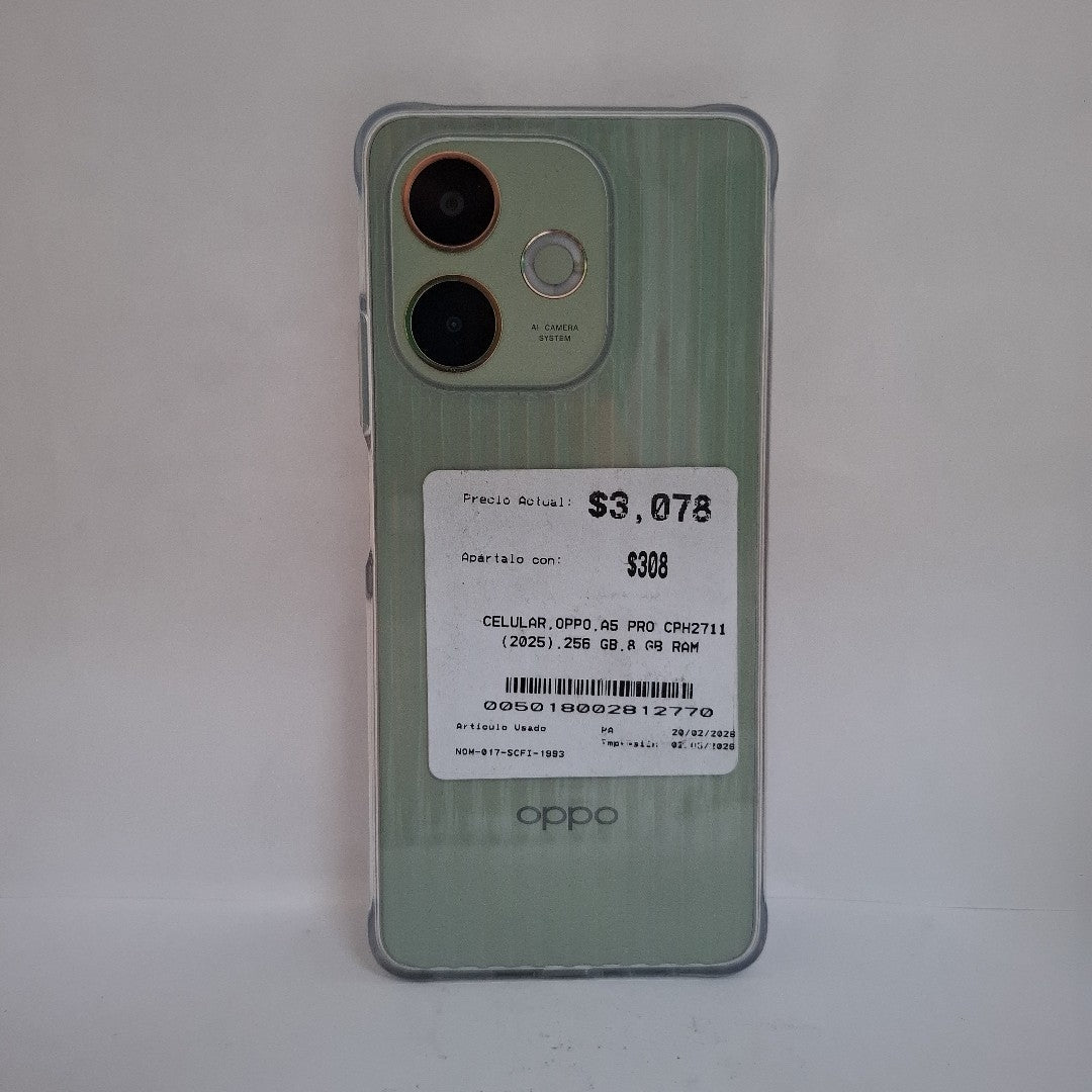 CELULAR OPPO  A5 PRO CPH2711 (2025) 256 GB 8 GB RAM (SEMINUEVO)