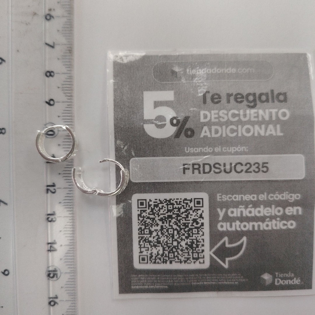 HUGGIES C/CIRCONIAS PLATA .925 2.7 GR (NUEVO)