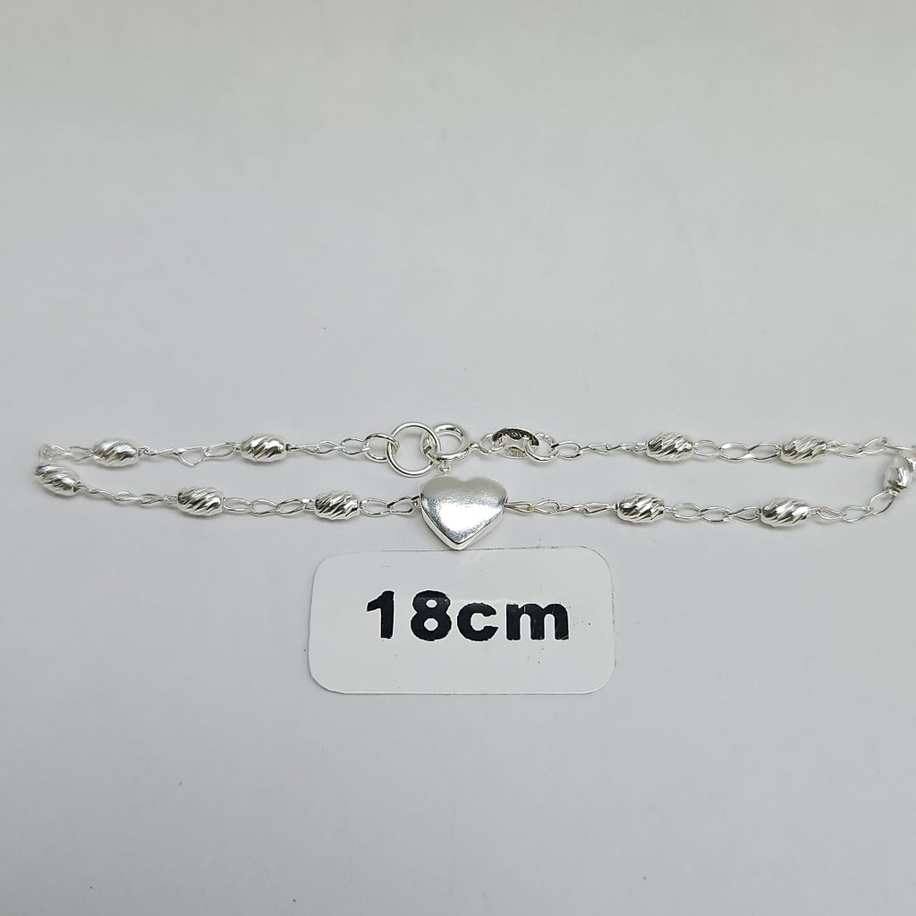 PULSERA TEJIDO CORAZON PLATA .925 18 CM 3.2 GR (NUEVO)