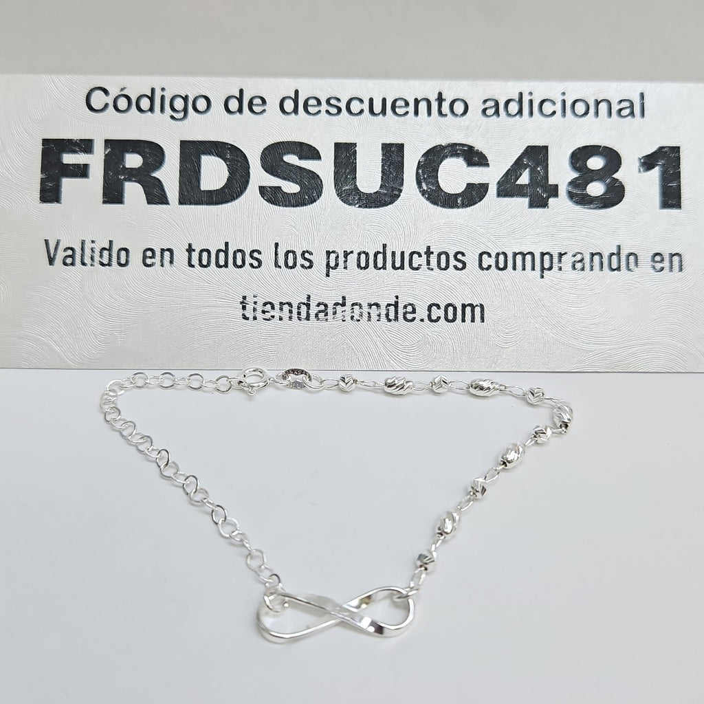 PULSERA TEJIDO INFINITO PLATA .925 18 CM 2.2 GR (NUEVO)