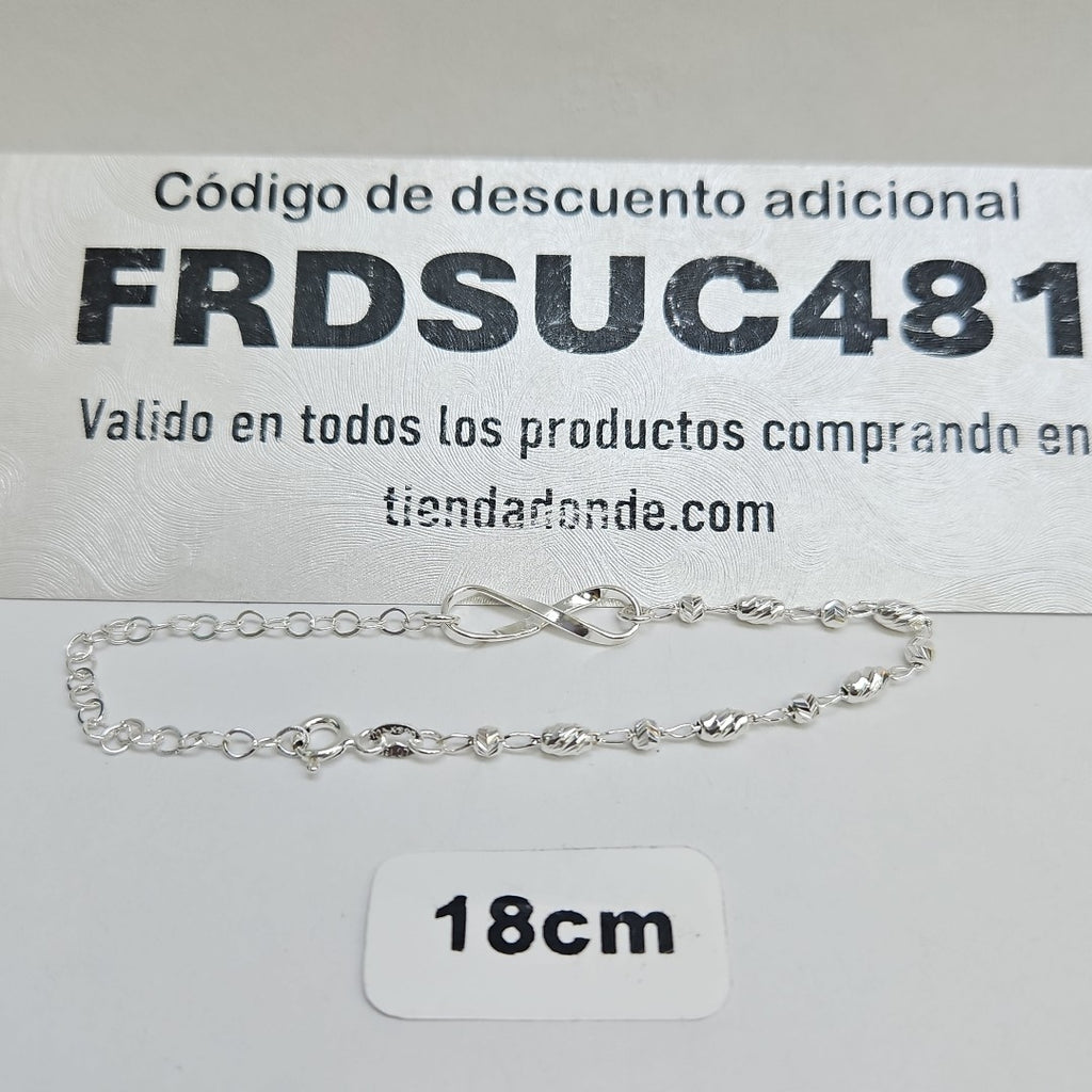 PULSERA TEJIDO INFINITO PLATA .925 18 CM 2.4 GR (NUEVO)