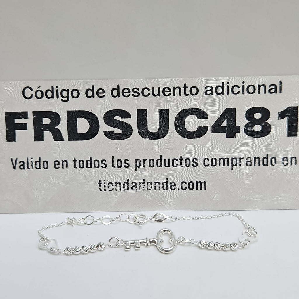 PULSERA TEJIDO LLAVE PLATA .925 18 CM 2.3 GR (NUEVO)