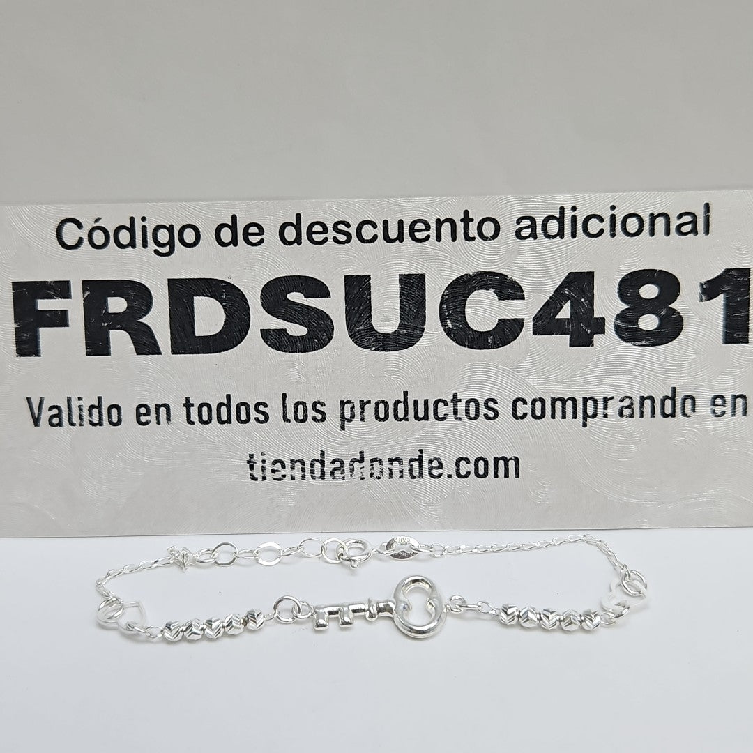 PULSERA TEJIDO LLAVE PLATA .925 18 CM 2.3 GR (NUEVO)