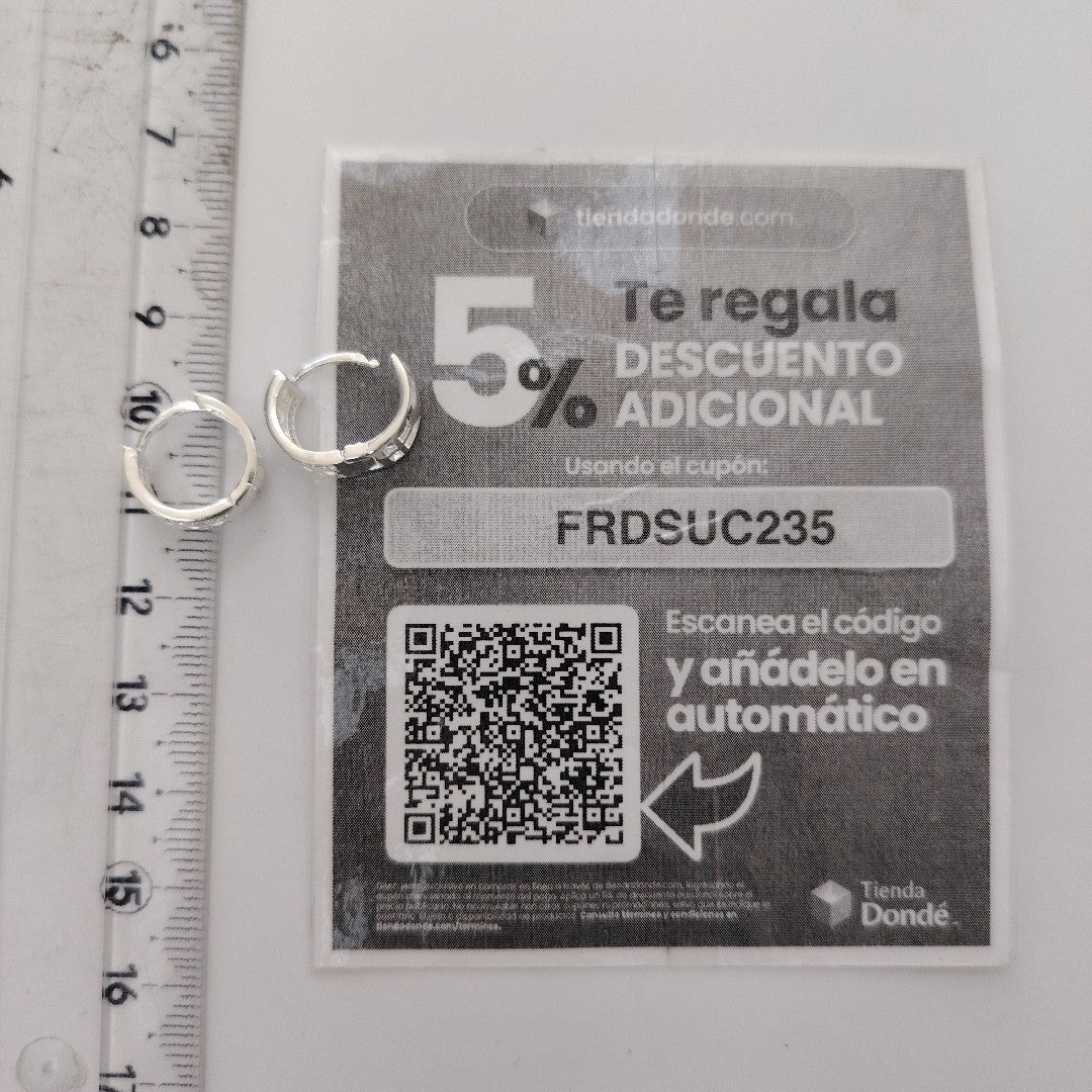 HUGGIES C/CIRCONIAS PLATA .925 2.8 GR (NUEVO)