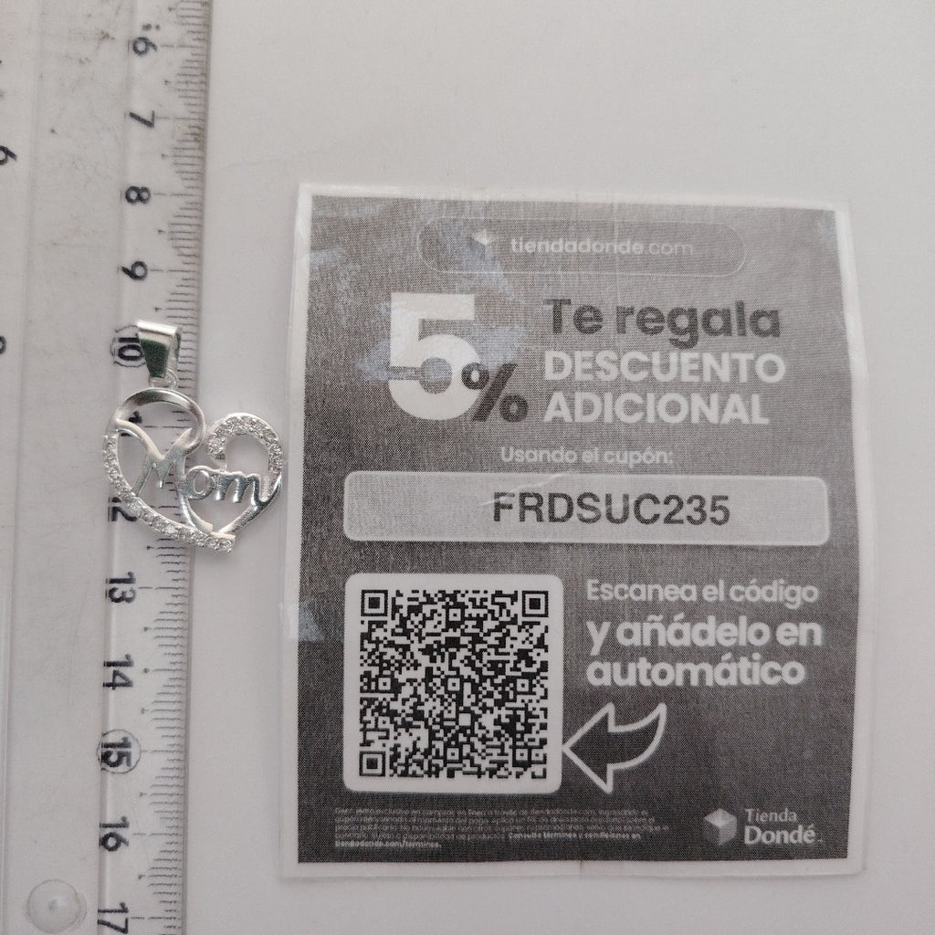 DIJE CORAZON C/CIRCONIAS PLATA .925 3.1 GR (NUEVO)