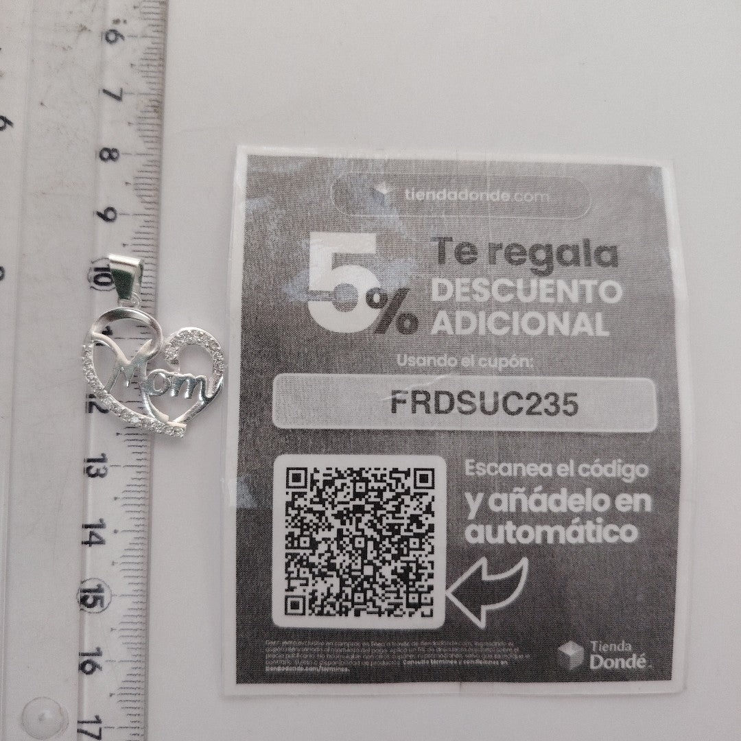DIJE CORAZON C/CIRCONIAS PLATA .925 3.1 GR (NUEVO)