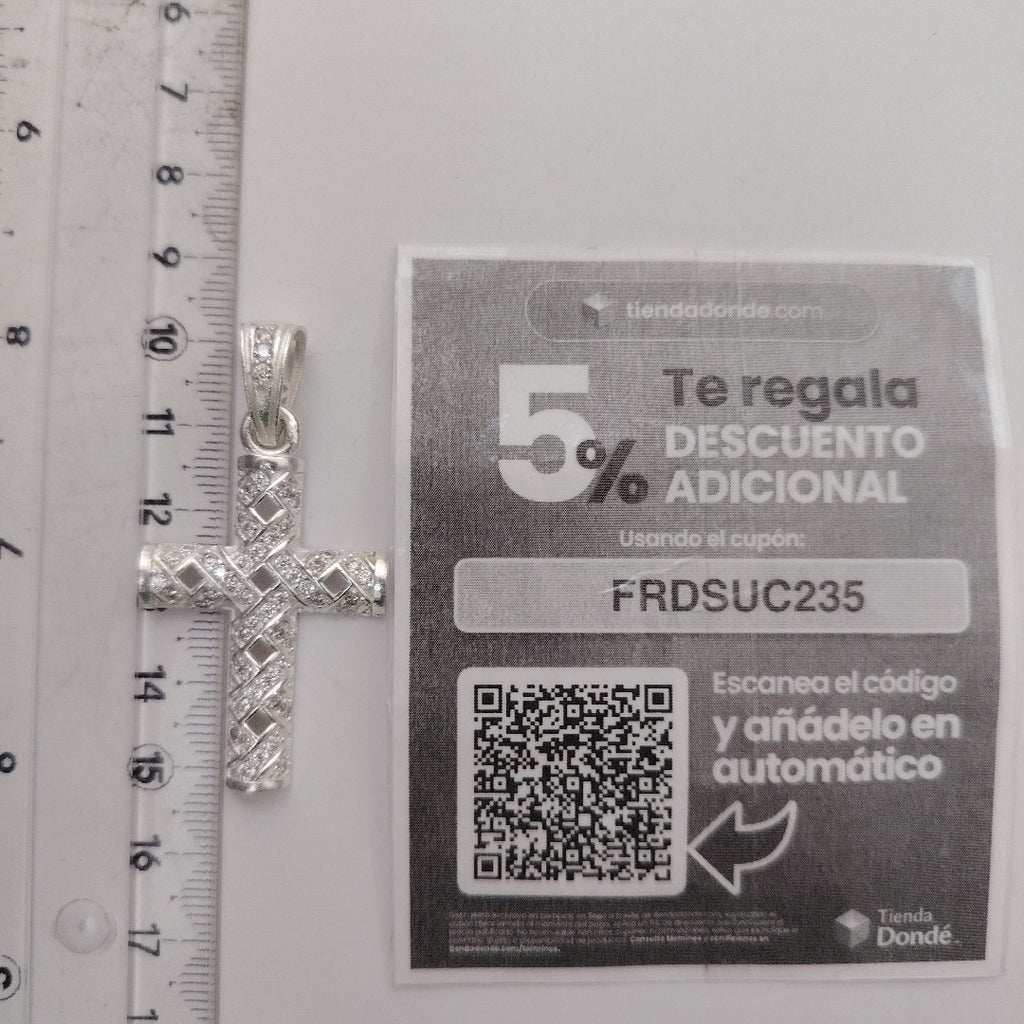 DIJE CRUZ C/CIRCONIAS PLATA .925 7.7 GR (NUEVO)