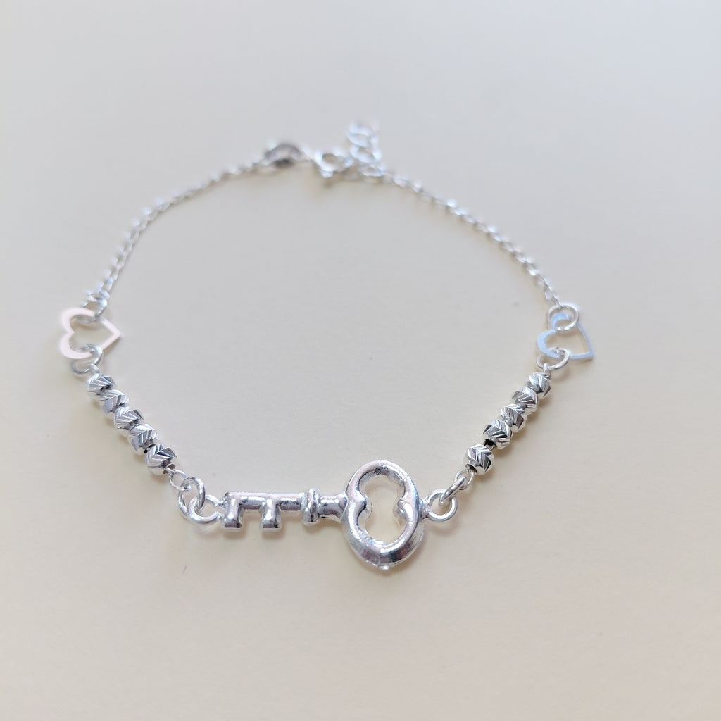 PULSERA TEJIDO LLAVE PLATA .925 18 CM 2.3 GR (NUEVO)