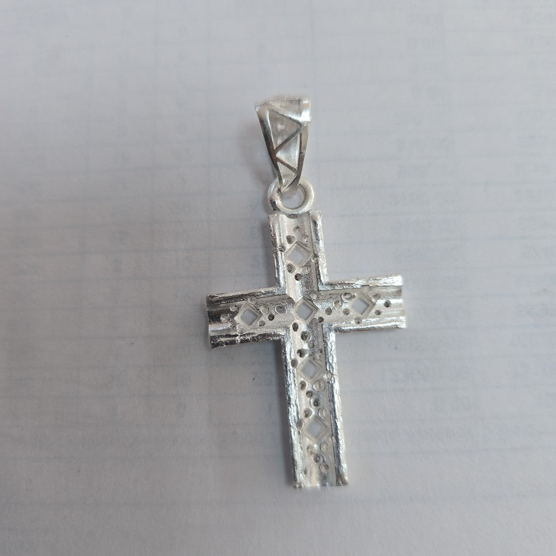 DIJE CRUZ C/CIRCONIAS PLATA .925 7.7 GR (NUEVO)