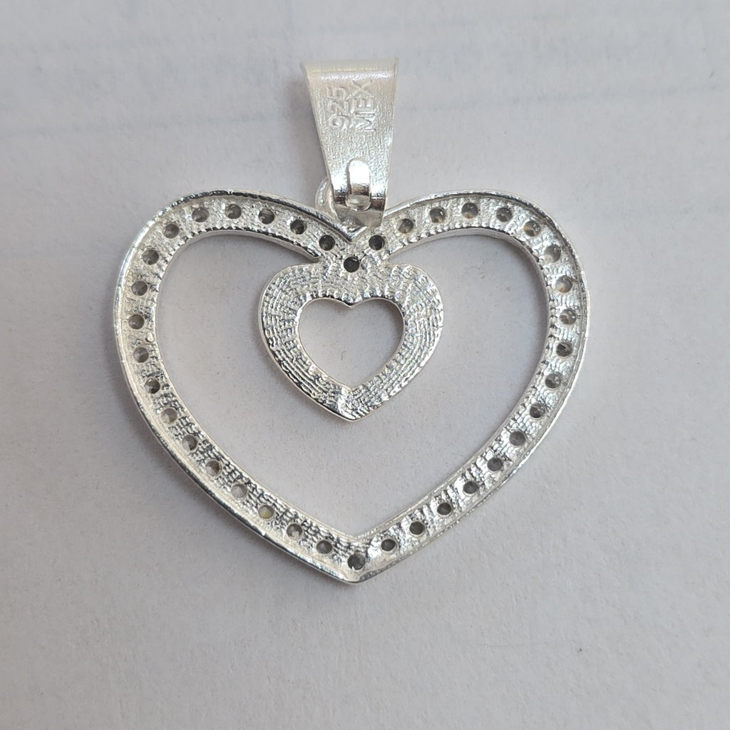 DIJE CORAZON C/CIRCONIAS PLATA .925 2.7 GR (NUEVO)