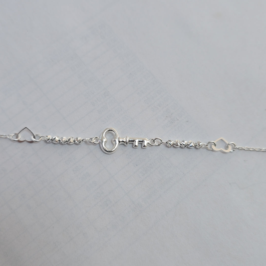 PULSERA TEJIDO LLAVE PLATA .925 18 CM 2.3 GR (NUEVO)