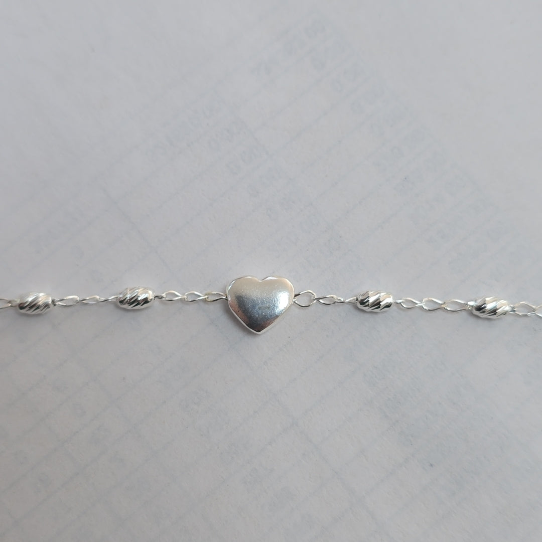 PULSERA TEJIDO CORAZON PLATA .925 18 CM 3.4 GR (NUEVO)