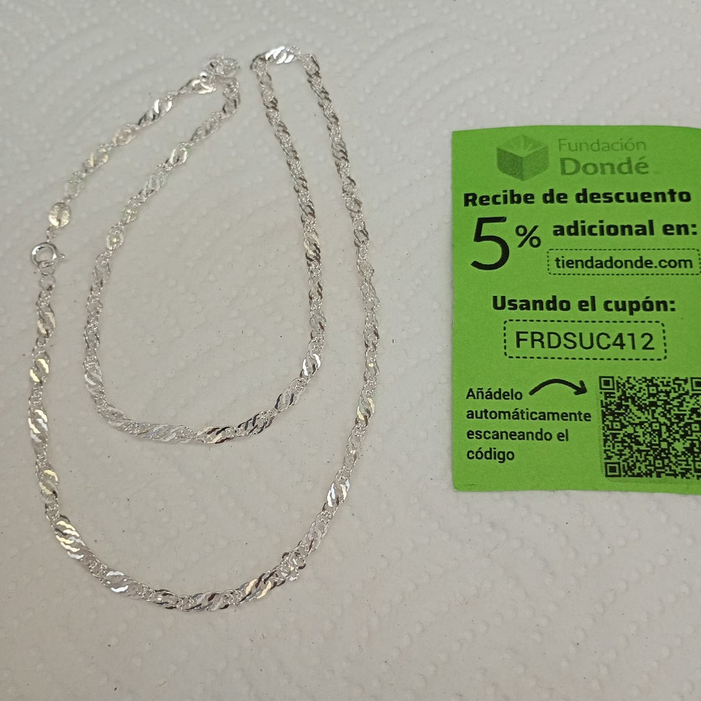 CADENA TEJIDO MEDIO TORZAL PLATA .925 55 CM 5.4 GR (NUEVO)