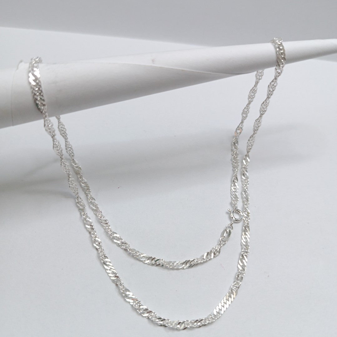 CADENA TEJIDO MEDIO TORZAL PLATA .925 55 CM 6.4 GR (NUEVO)