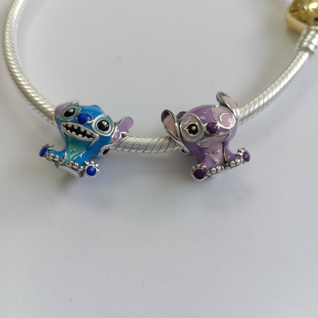 PULSERA TEJIDO ARTICULADA CON CHARMS PLATA .925 18 CM 19.1 GR (NUEVO)