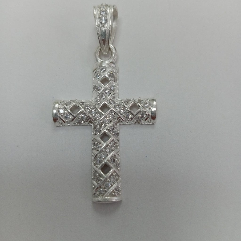 DIJE CRUZ C/CIRCONIAS PLATA .925 7.7 GR (NUEVO)