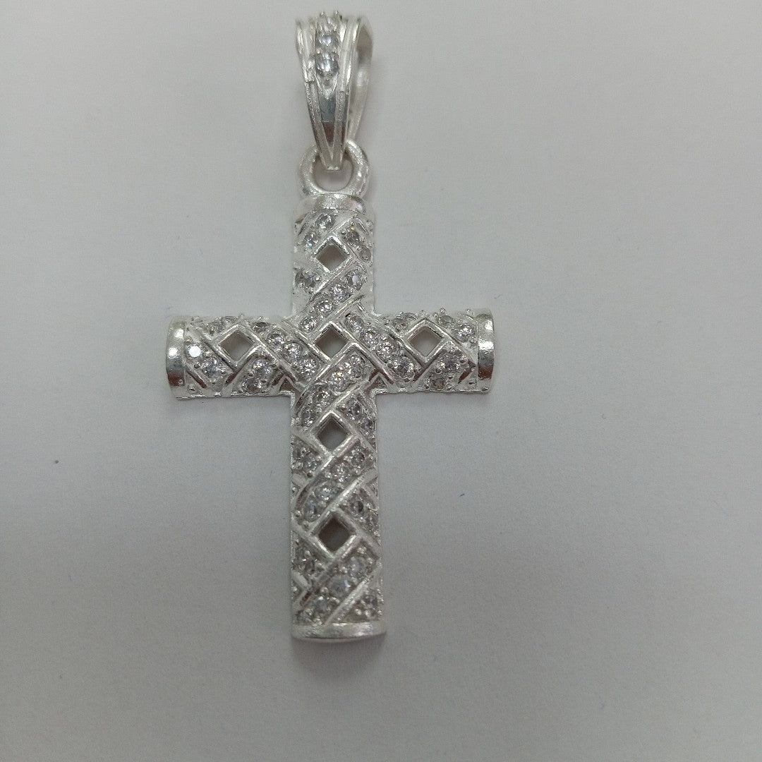 DIJE CRUZ C/CIRCONIAS PLATA .925 7.7 GR (NUEVO)