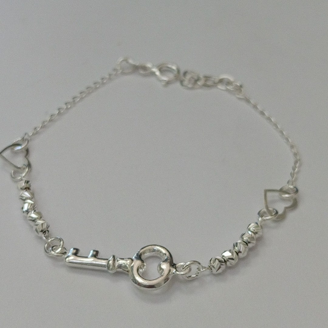 PULSERA TEJIDO LLAVE PLATA .925 18 CM 2.4 GR (NUEVO)