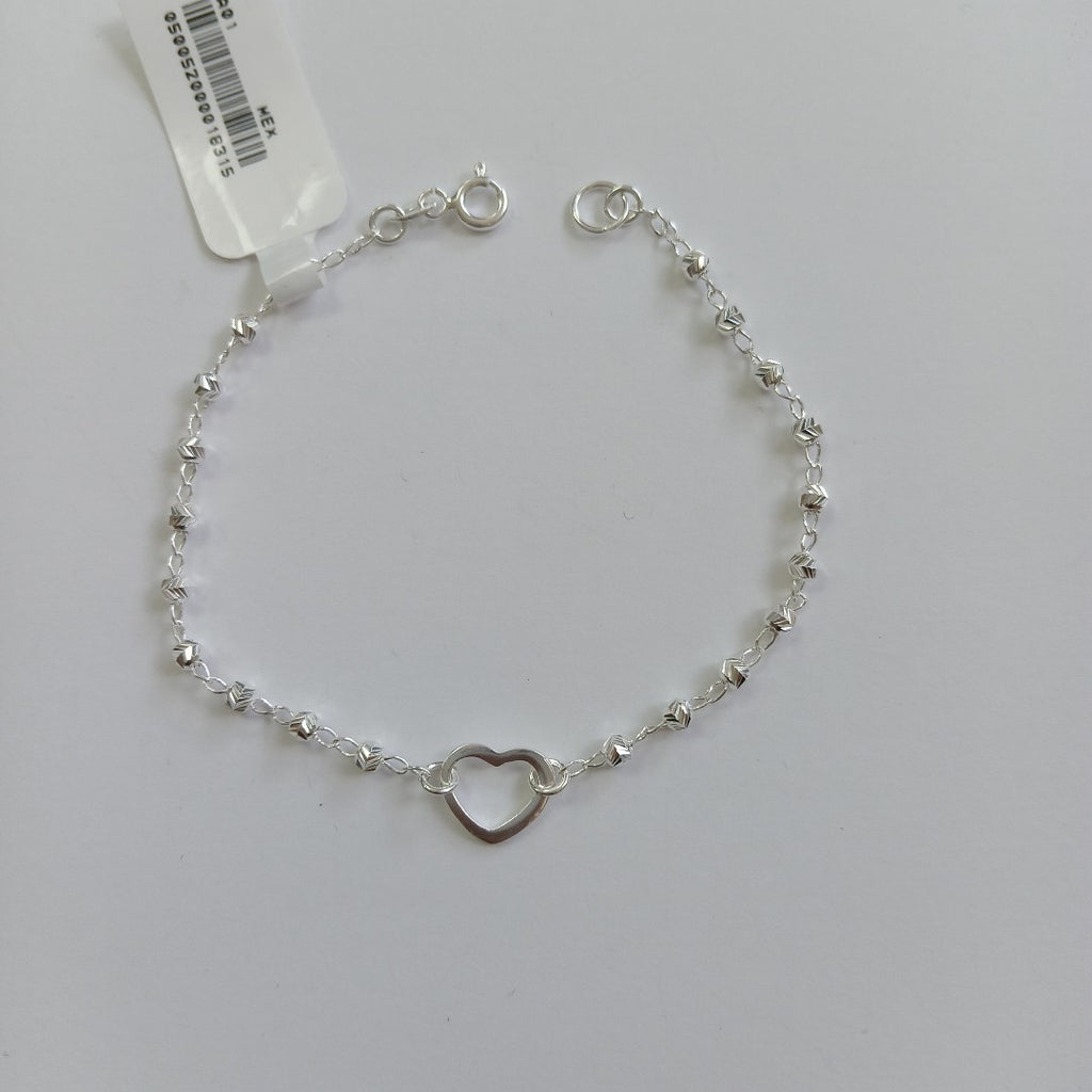 PULSERA TEJIDO CORAZON PLATA .925 18 CM 2 GR (NUEVO)