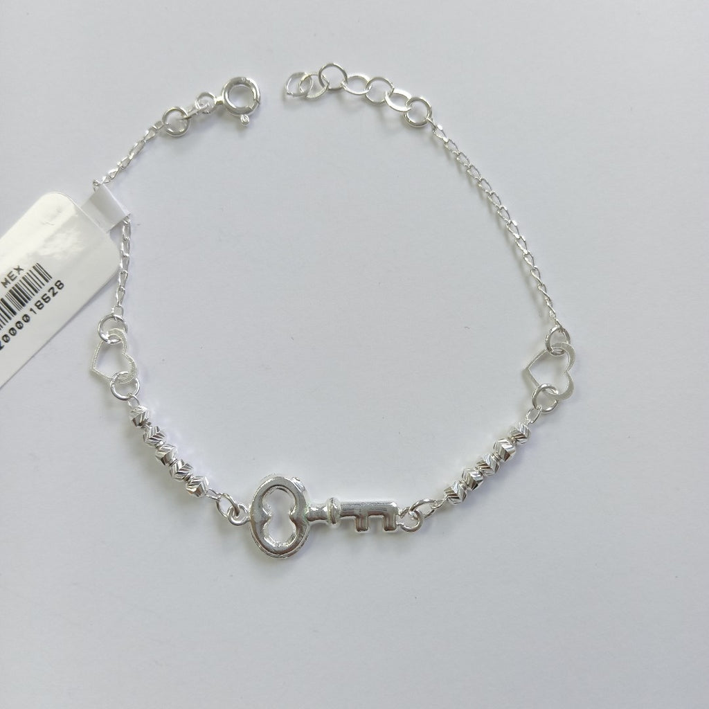 PULSERA TEJIDO LLAVE PLATA .925 18 CM 2.4 GR (NUEVO)