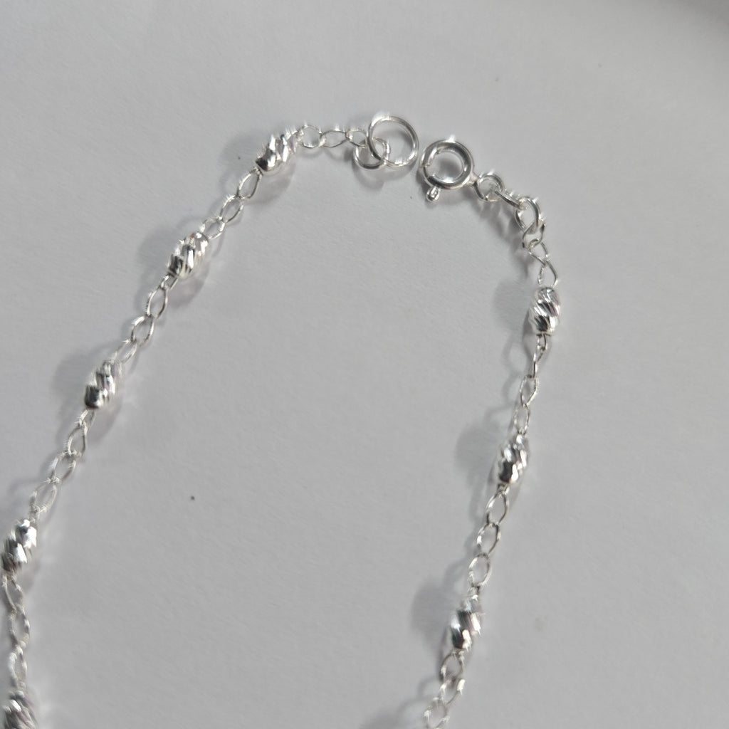 PULSERA TEJIDO CORAZON PLATA .925 18 CM 3.4 GR (NUEVO)