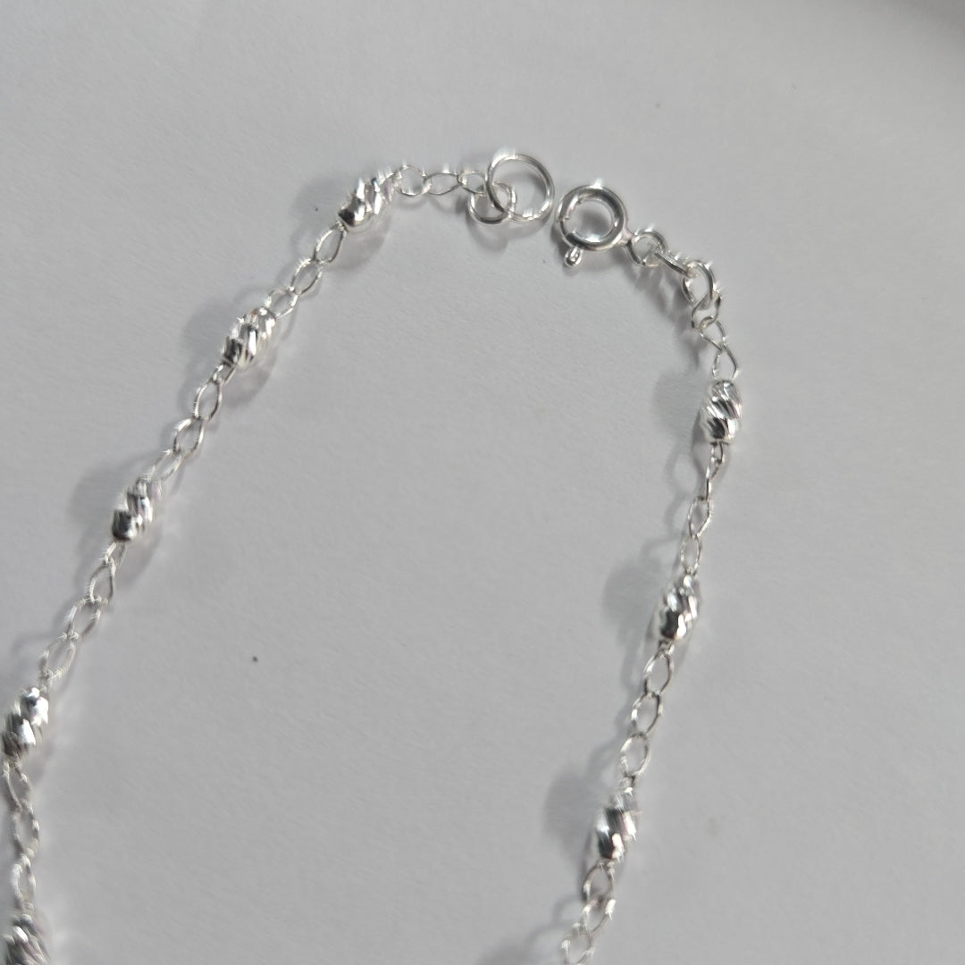 PULSERA TEJIDO CORAZON PLATA .925 18 CM 3.4 GR (NUEVO)