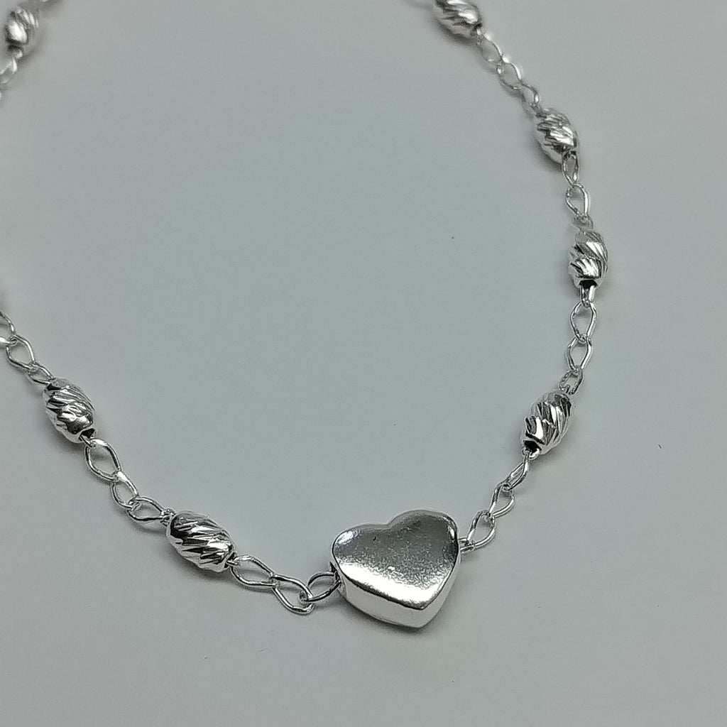 PULSERA TEJIDO CORAZON PLATA .925 18 CM 3.3 GR (NUEVO)