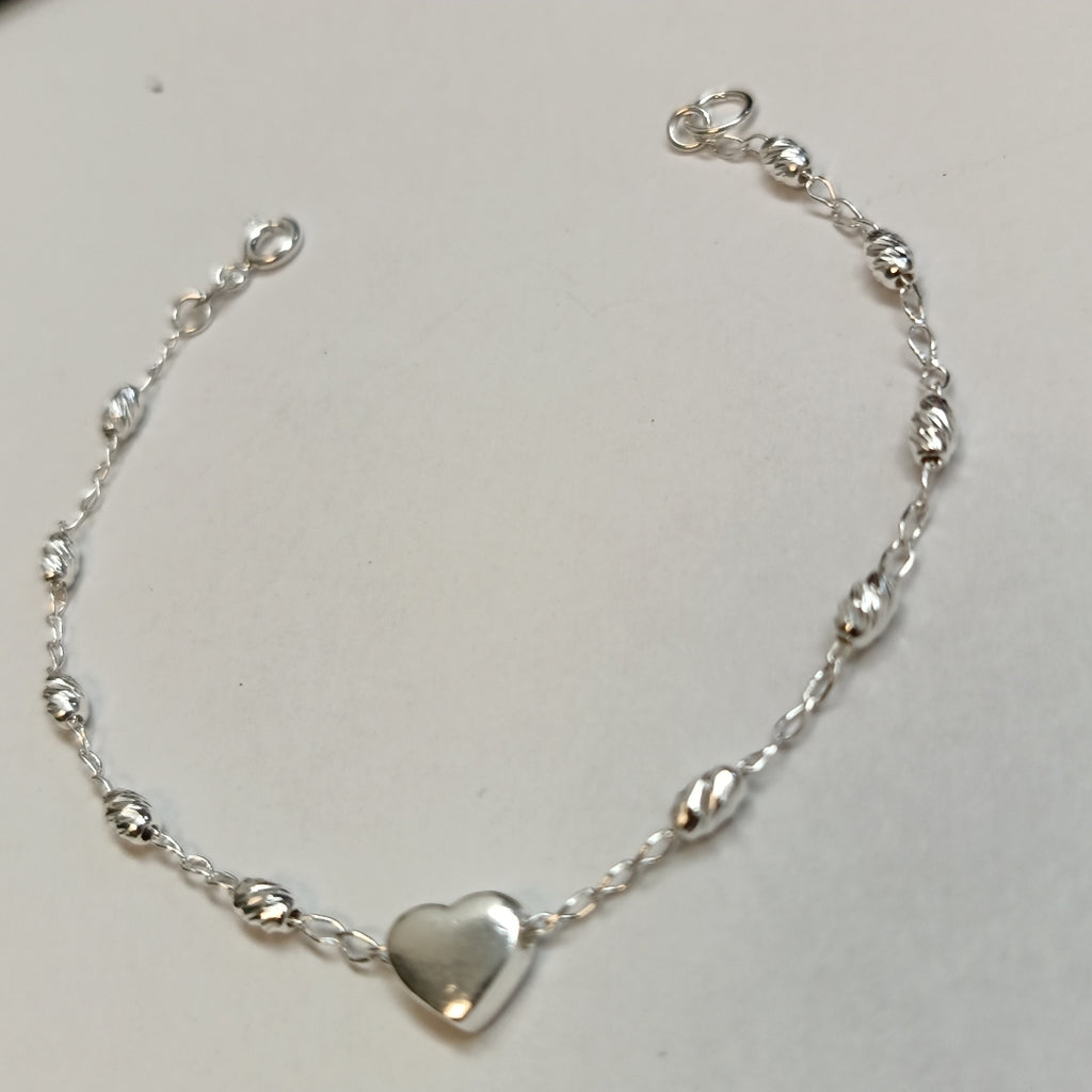 PULSERA TEJIDO CORAZON PLATA .925 18 CM 3.3 GR (NUEVO)