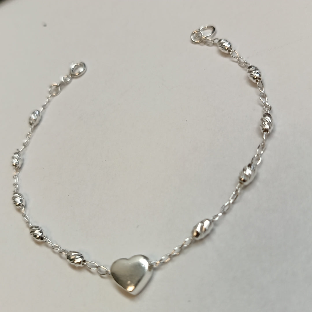 PULSERA TEJIDO CORAZON PLATA .925 18 CM 3.3 GR (NUEVO)