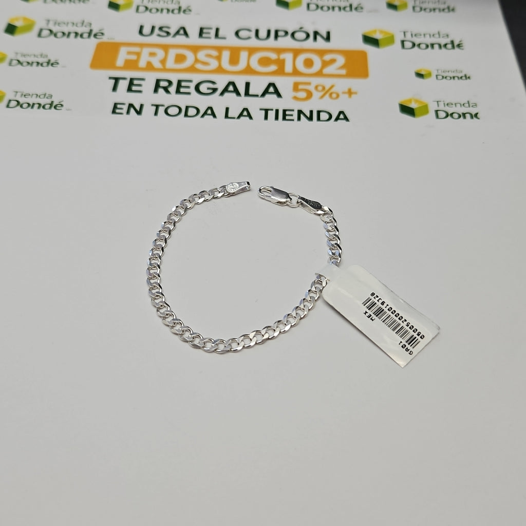PULSERA TEJIDO BARBADA PLATA .925 16 CM 4.2 GR (NUEVO)