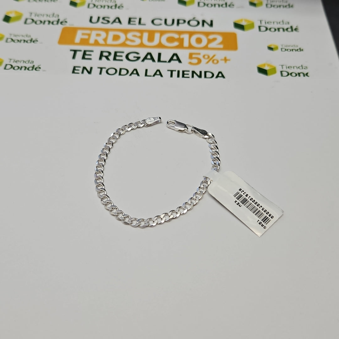 PULSERA TEJIDO BARBADA PLATA .925 16 CM 4.2 GR (NUEVO)