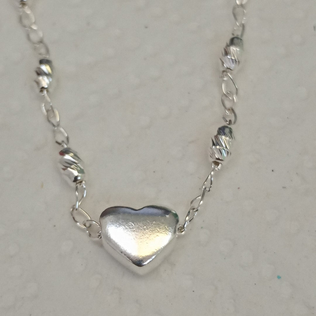 PULSERA TEJIDO CORAZON PLATA .925 18 CM 3.4 GR (NUEVO)