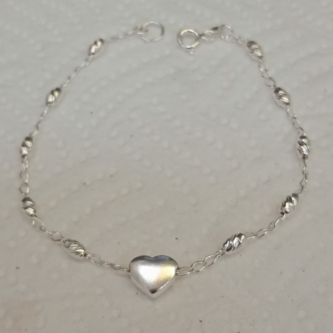 PULSERA TEJIDO CORAZON PLATA .925 18 CM 3.3 GR (NUEVO)