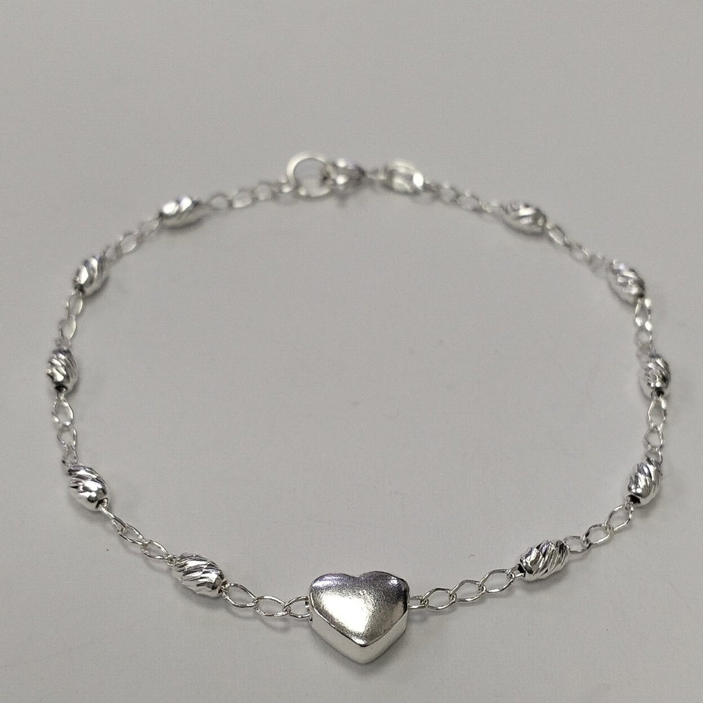 PULSERA TEJIDO CORAZON PLATA .925 18 CM 3.3 GR (NUEVO)
