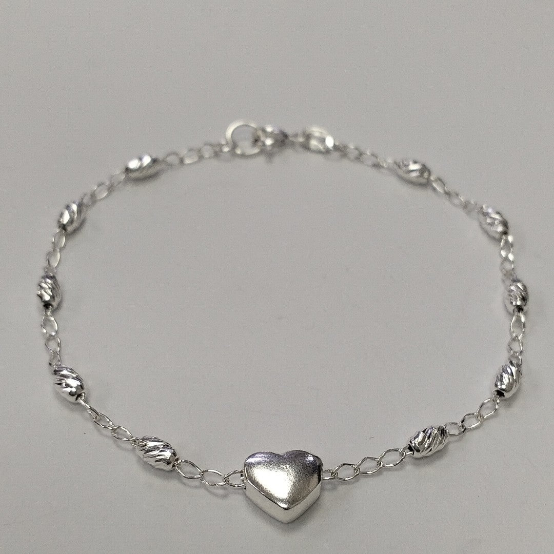 PULSERA TEJIDO CORAZON PLATA .925 18 CM 3.3 GR (NUEVO)