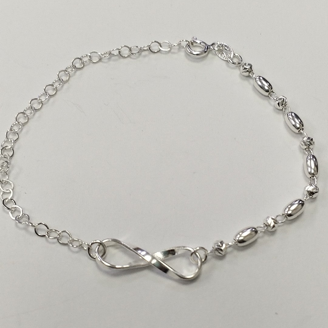 PULSERA TEJIDO INFINITO PLATA .925 18 CM 2.4 GR (NUEVO)