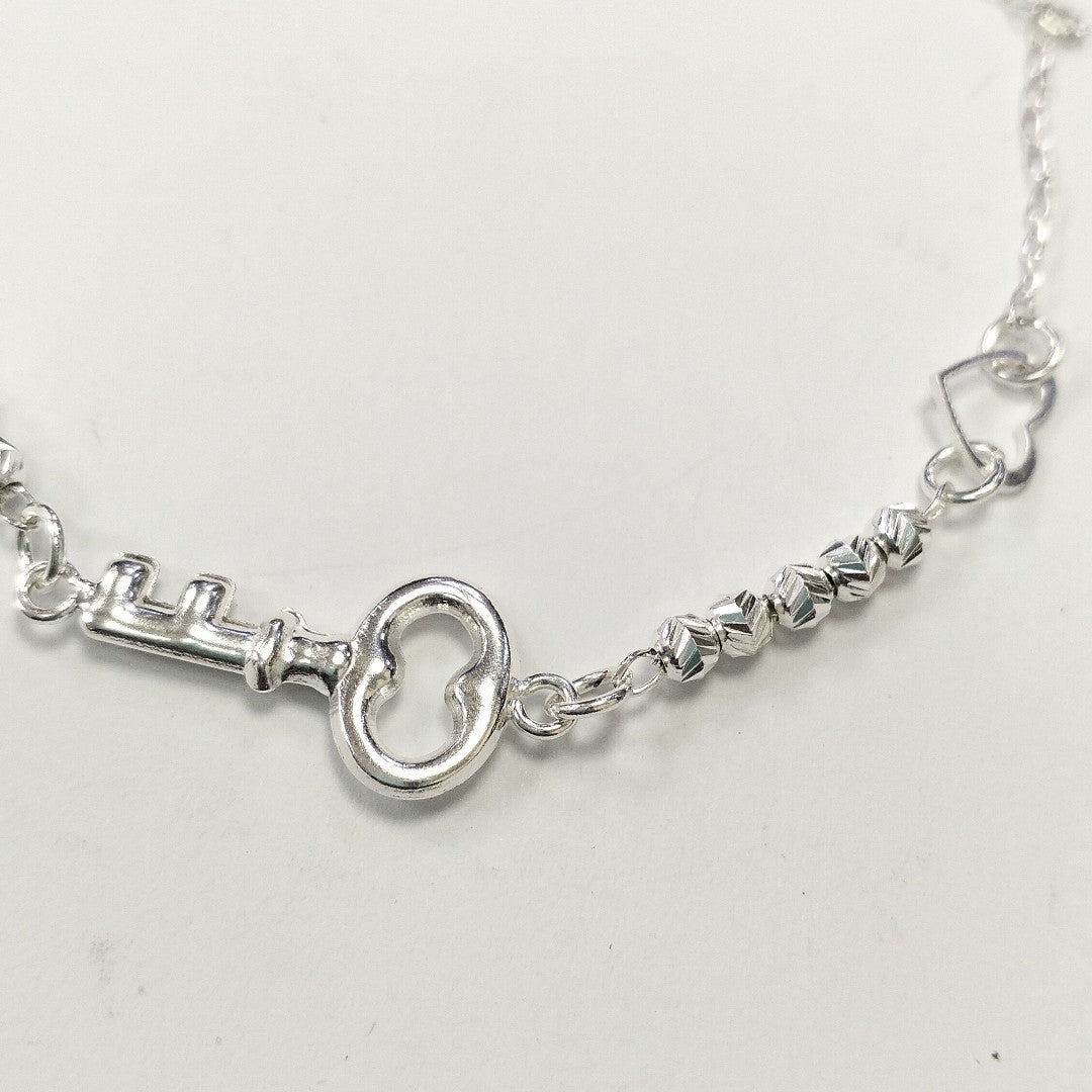 PULSERA TEJIDO LLAVE PLATA .925 18 CM 2.3 GR (NUEVO)