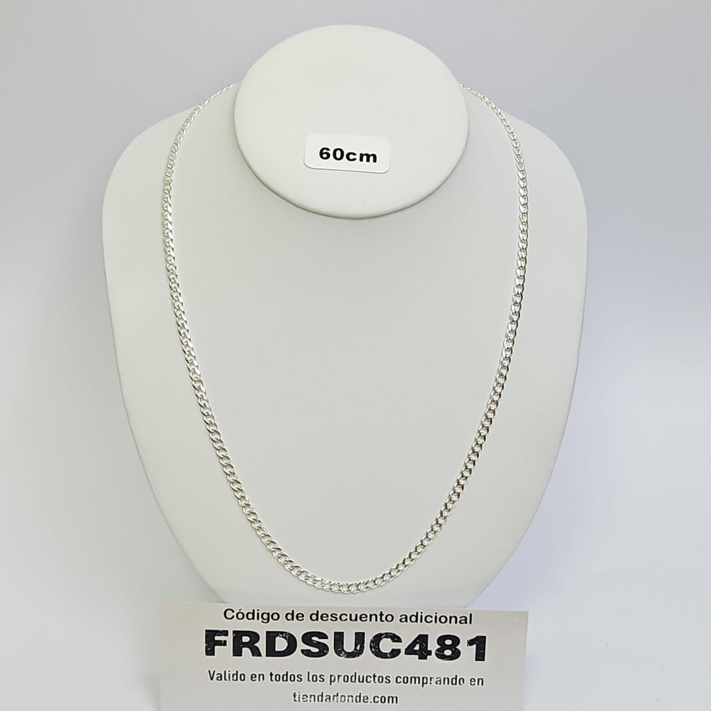 CADENA TEJIDO BARBADO PLATA .925 60 CM 13 GR (NUEVO)